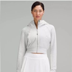 Lululemon Scuba  Full-Zip Cropped Hoodie Light Heathered Gray Women’s Small